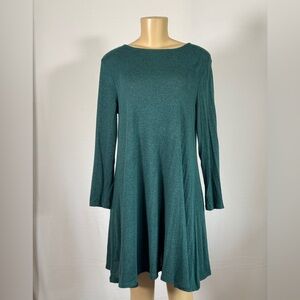 Old Navy Green Long Sleeve A-Line Dress